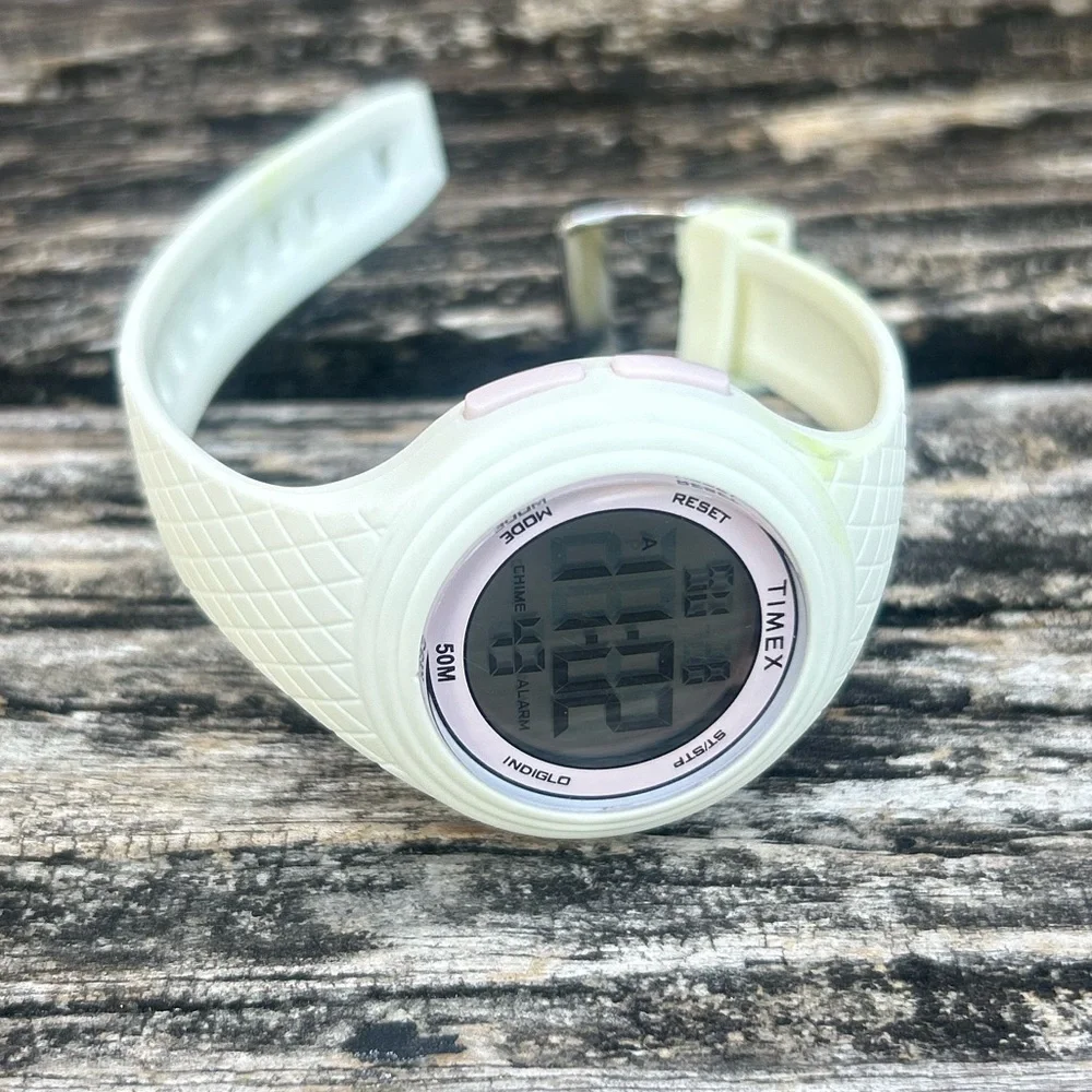 Timex DGTL Round White 40mm TW5m41900 Women’s Sport Watch w/ Resin Strap E3